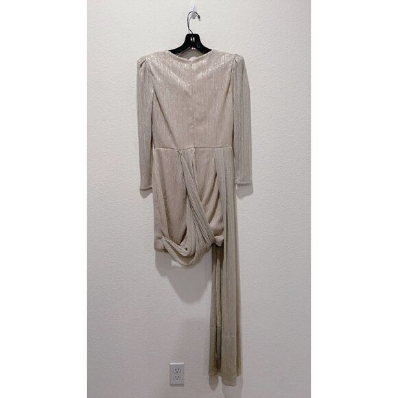 Patbo Draped Mini Dress in Gold US4 - Picture 11 of 12